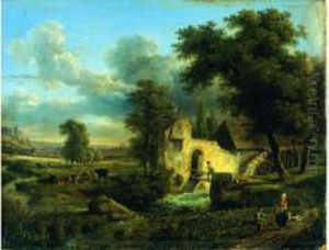 Paysage Pastoral Au Moulin A Eau