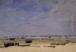 The Coastline at Berck at Low Tide by Eugene Boudin
