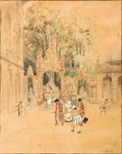Place Stanislas A Nancy, Chaise A Porteur by Jules Antoine Voirin