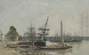 Bordeaux. Bateaux amarres sur la Garonne