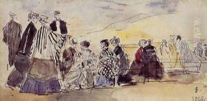 Crinolines on the Beach II by Eugene Boudin