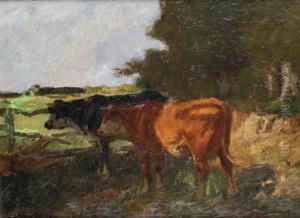 Vaches A L'abreuvoir by Adrien Gabriel Voisard-Margerie