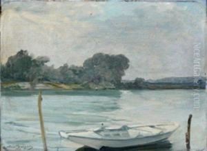 Barque Sur La Seine by Adrien Gabriel Voisard-Margerie