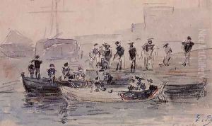 Study for 'Marines Landing in Brest Harbor' by Eugene Boudin