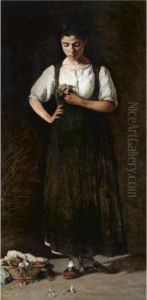 Young Girl With Flowers by Nikolaos Vokos