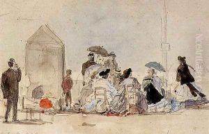 The Beach at Trouville I by Eugene Boudin