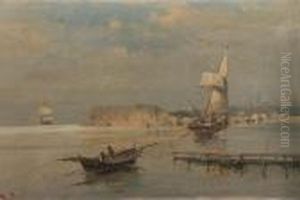 Boats In A Port by Constantinos Volanakis