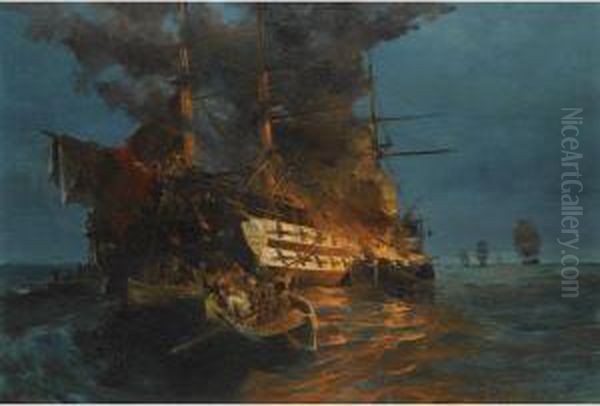 The Burning Of A Turkish Frigate - view 1