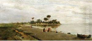 Elegant Figures At The Shore by Constantinos Volanakis