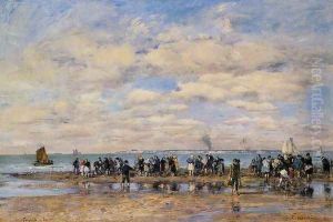 Trouville, the Beach at Low Tide by Eugene Boudin