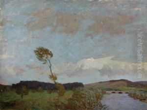 Wiesenlandschaft Mit Bachlauf by Hans Volcker