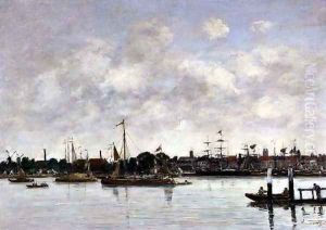 The Meuse at Dordrecht 1874 by Eugene Boudin