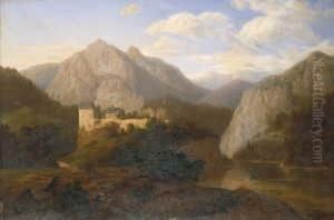 Ansicht Der Burg Rhazuns Bei Chur (graubunden). Signiert Und Datiert Unten Rechts: H. Volckart 1866. Ol Auf Leinwand. H 74; B 110 Cm. Ansicht Der Burg Rhazuns Bei Chur (graubunden). Signiert Und Datiert Unten Rechts: H. Volckart 1866. Ol Auf Leinwand. H 74; B 110 Cm.