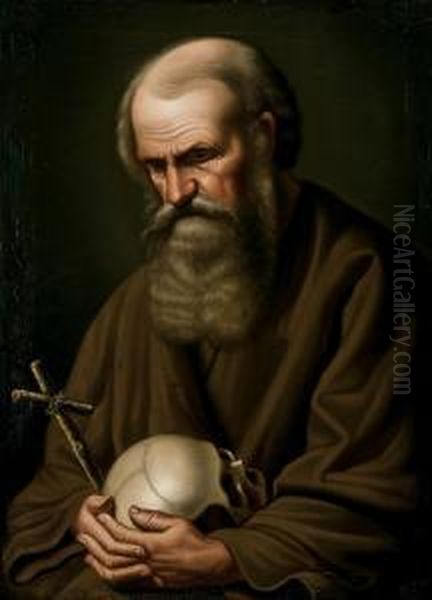 A Monk With Crucifix And Skull - view 1
