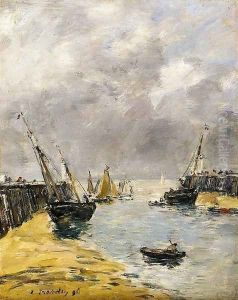 The Jetties, Low Tide, Trouville I by Eugene Boudin