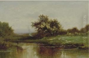 Landscape, River Bank by Charles Volkmar