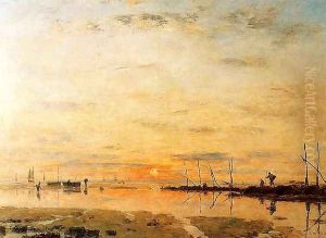 Le Havre, Sunset at Low Tide by Eugene Boudin
