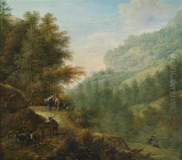 Two Wooded Landscapes With Travellers - view 1