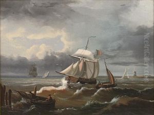 Running Into Harbour On The Incoming Tide by Adolph Friedrich Vollmer