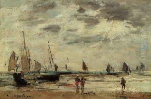 Berck, Jetty and Sailing Boats at Low Tide by Eugene Boudin