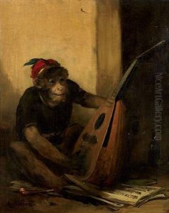 Singe Musicien by Antoine Vollon