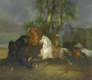 Indian Huntinghorses. by Johann Georg Volmar