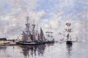 The Port of Deauville I by Eugene Boudin