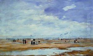 Deauville, the Beach, Low Tide by Eugene Boudin
