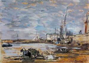 Port at Low Tide by Eugene Boudin