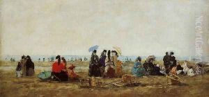 The Beach at Trouville VI by Eugene Boudin