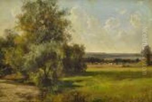 Sommerliche Baumlandschaft Mit Bachlauf by Ludwig Gustav Voltz