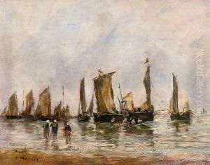 Fishing Boats at Berck by Eugene Boudin