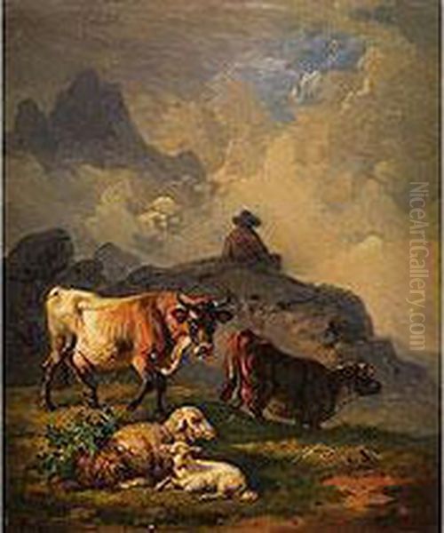 Kuhe Und Schafe In Hugeliger Landschaft - view 1