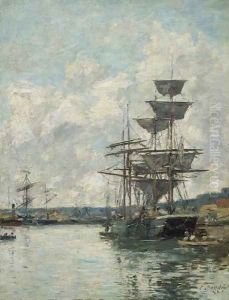 Ships at Le Havre by Eugene Boudin