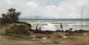 Figures On The Shore by Carl Henry Von Ahrens