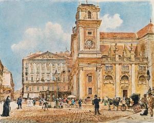 Blick Auf Die Freyung Mit Der Schottenkirche by Rudolf Ritter von Alt
