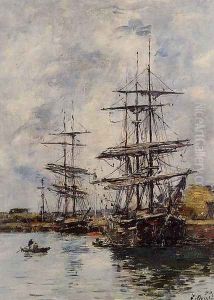 Deauville, Ships at Dock by Eugene Boudin