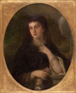"portrait Einer Jungen Dame Mit Rosen" by Baron Heinrich von Angeli