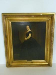 Portrait Of A Woman In Black Dress. by Baron Heinrich von Angeli