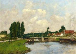 The Lock at Saint-Valery-sur-Somme by Eugene Boudin