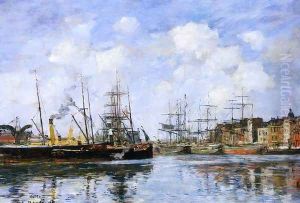 Le Havre, Le Bassin de la Barre I by Eugene Boudin