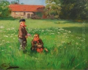 Kinder Auf Der Wiese by Hans Von Bartels