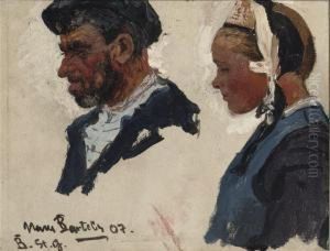 Portrait Studies Of Fisher Folk, Bretagne by Hans Von Bartels