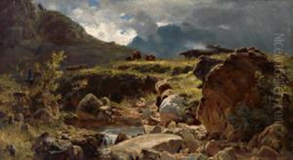 Heimkehr Der Herde Bei Aufziehendemgewitter - view 1