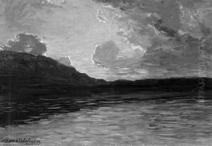 Bechtolsheim, Gustav Freiherr Von "abendstimmung Am See". Sign by Gustav Freiherr Von Bechtolsheim