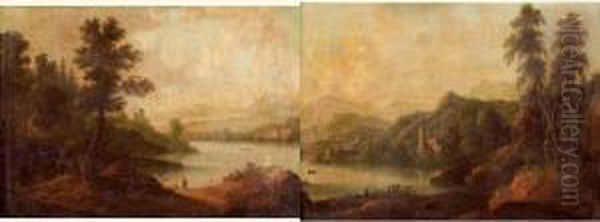 Paysage De Riviere Anime De Promeneurs - view 1