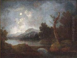 Paesaggio Fluviale Notturno Con Ponticello