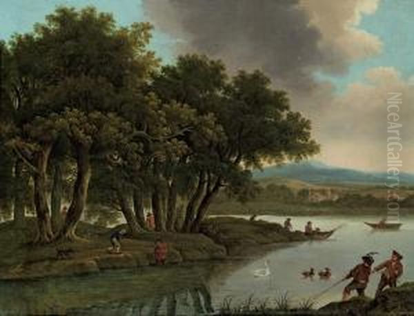 Flusslandschaft Mit Fischer - view 1