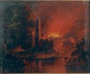 L'incendie D'un Village Dans La Nuit by Peter Von Bemmel