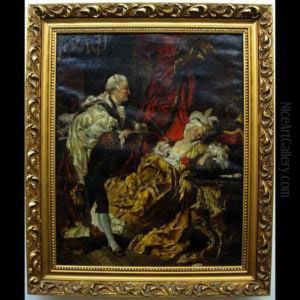 Ludwig Xv In The Boudoir Of Madame Dubarry by Gyula Benczur